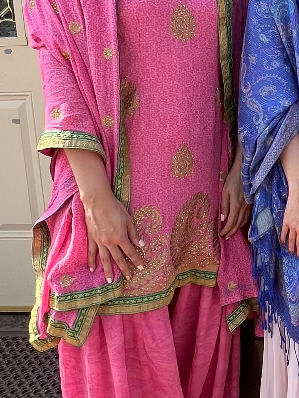 Pink Embroidered Indian Salwar Kameez Set with Gold Accents - Picture 3 of 3